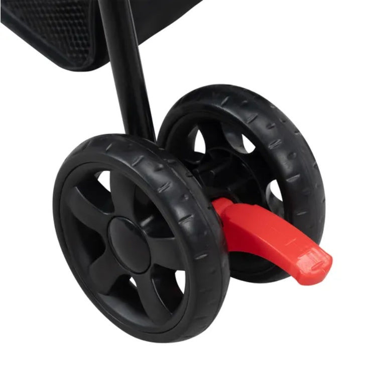 Foldable Pet Stroller, Small Dog Cat Stroller With Storage Basket For Small Puppies, Gray And Black