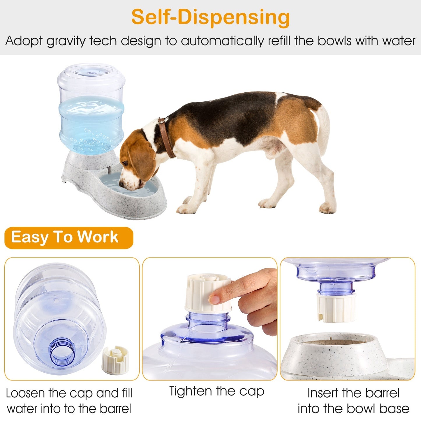 3.5L 1Gal Pet Water Dispenser Self-Dispensing Gravity Automatic, Multi-Pet, Water, Dispenser