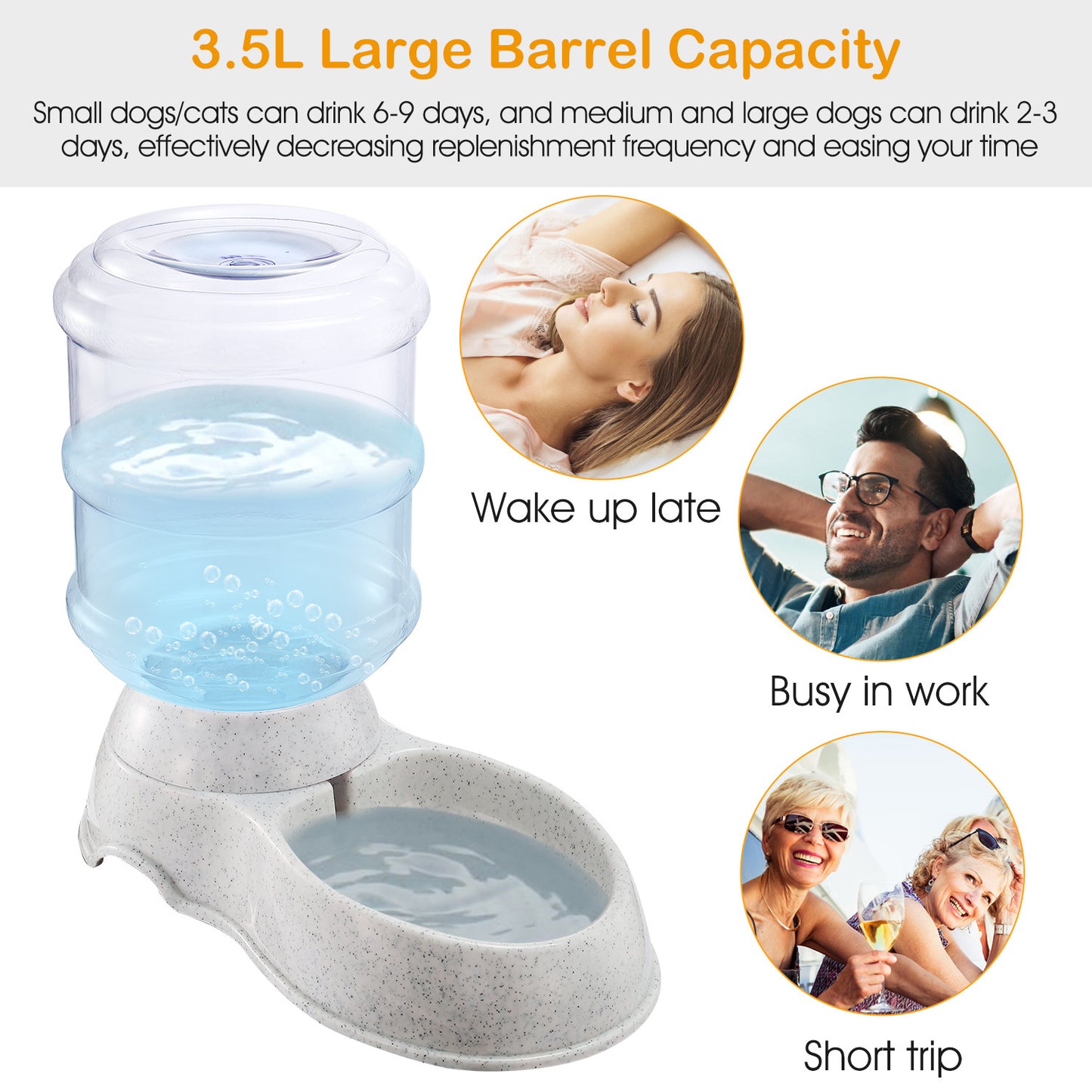 3.5L 1Gal Pet Water Dispenser Self-Dispensing Gravity Automatic, Multi-Pet, Water, Dispenser