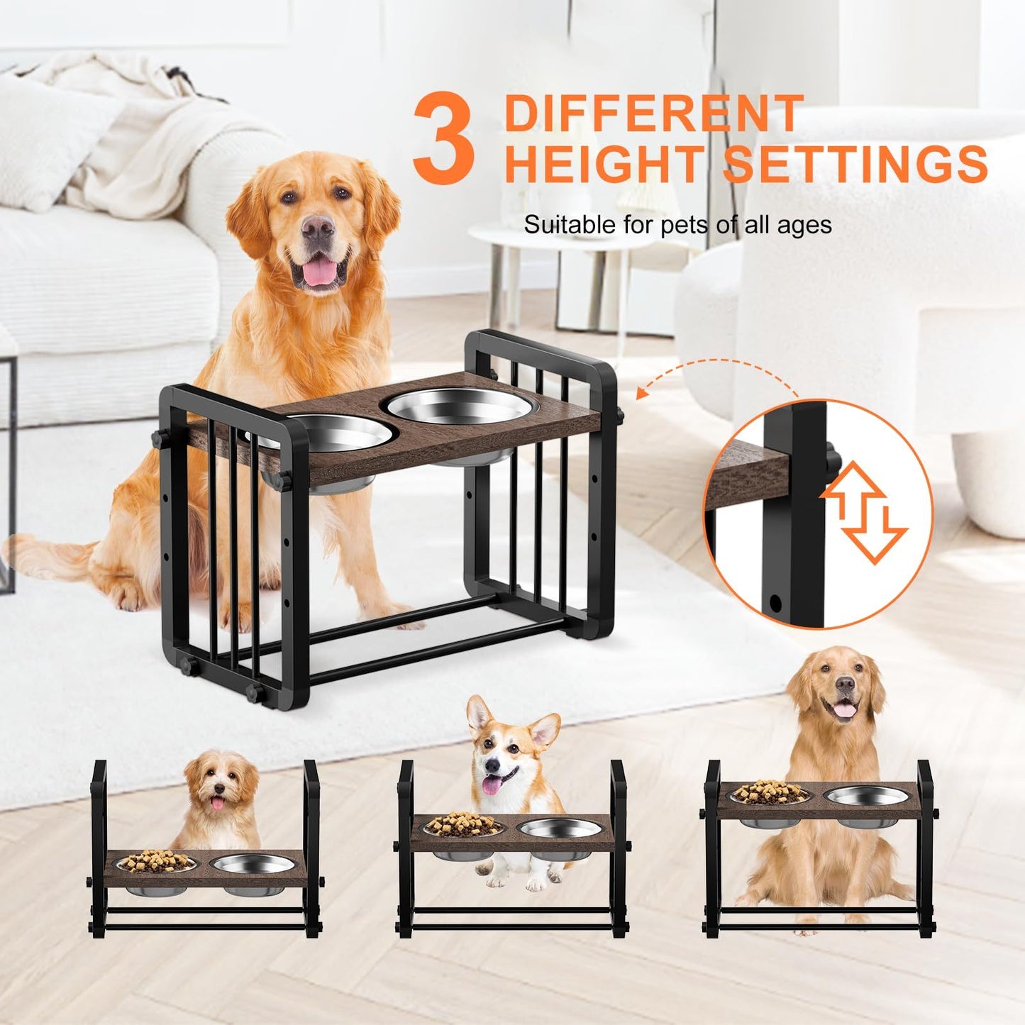H-shaped Iron Frame Elevated Dog Bowl
