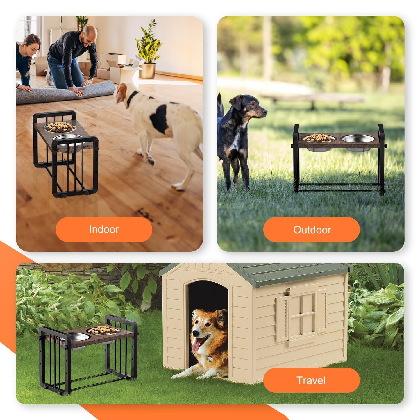 H-shaped Iron Frame Elevated Dog Bowl