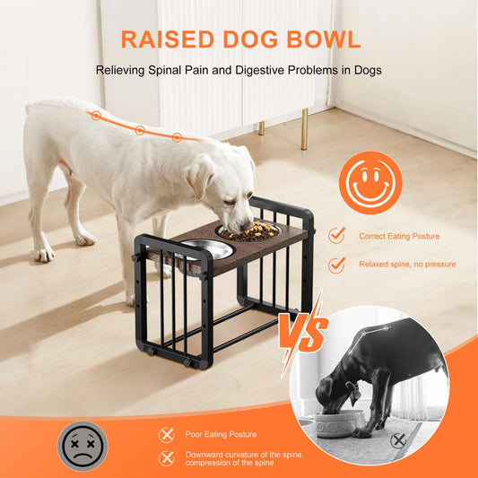 H-shaped Iron Frame Elevated Dog Bowl